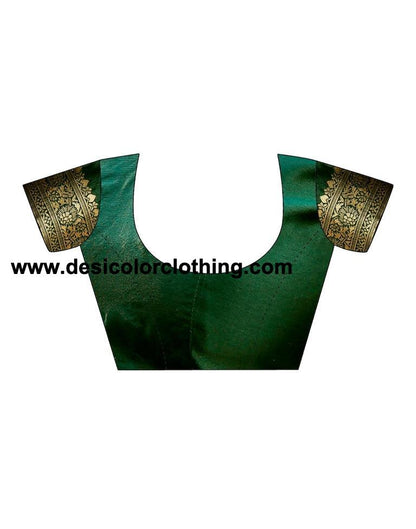 Dark Green Silk Plain Sarees