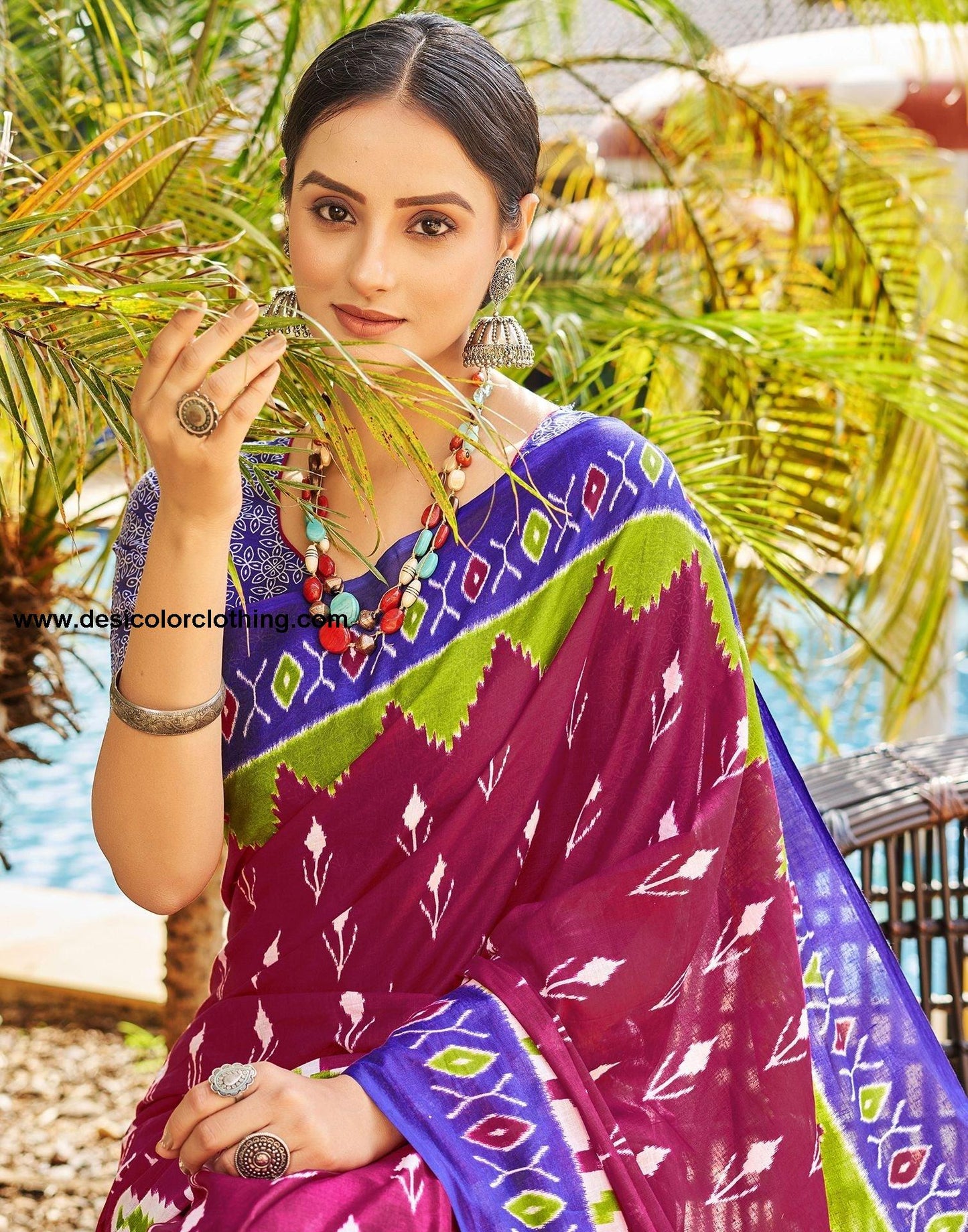 Pink Printed Cotton Pre-Draped Saree