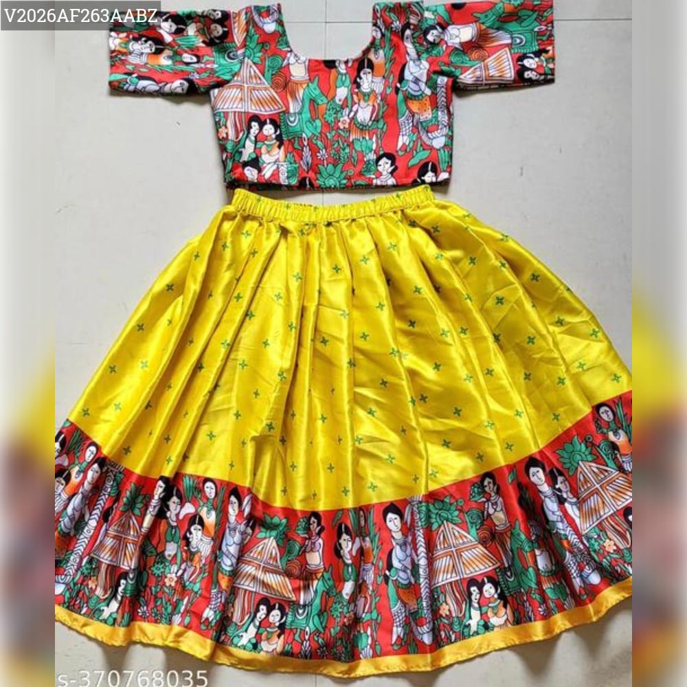 Product Image - Designer Kids Lehenga with Twill Silk Fabric & Beautiful Prints