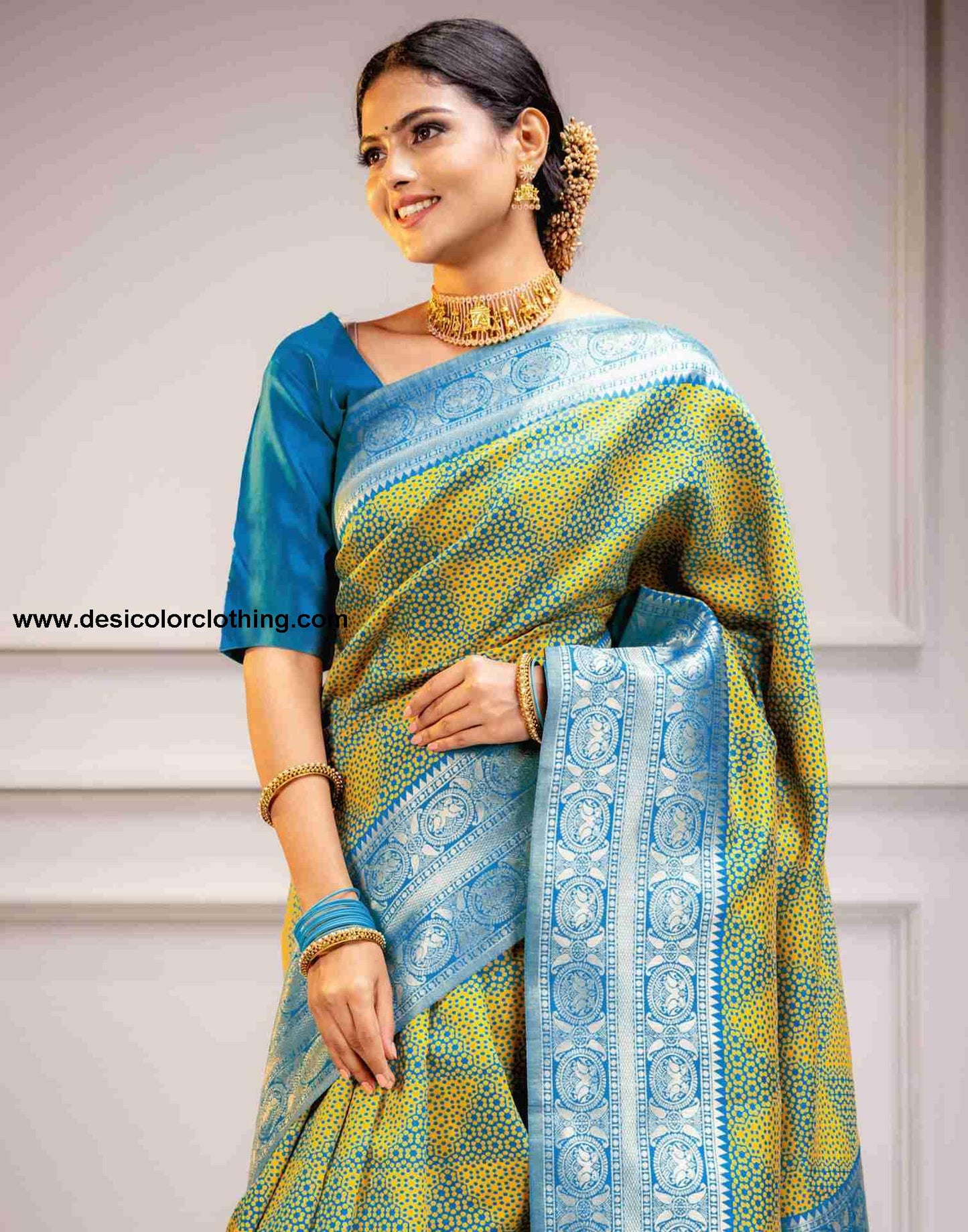 Blue Silk Woven Saree