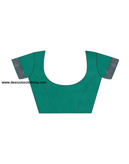 Rama Green Plain Silk Saree