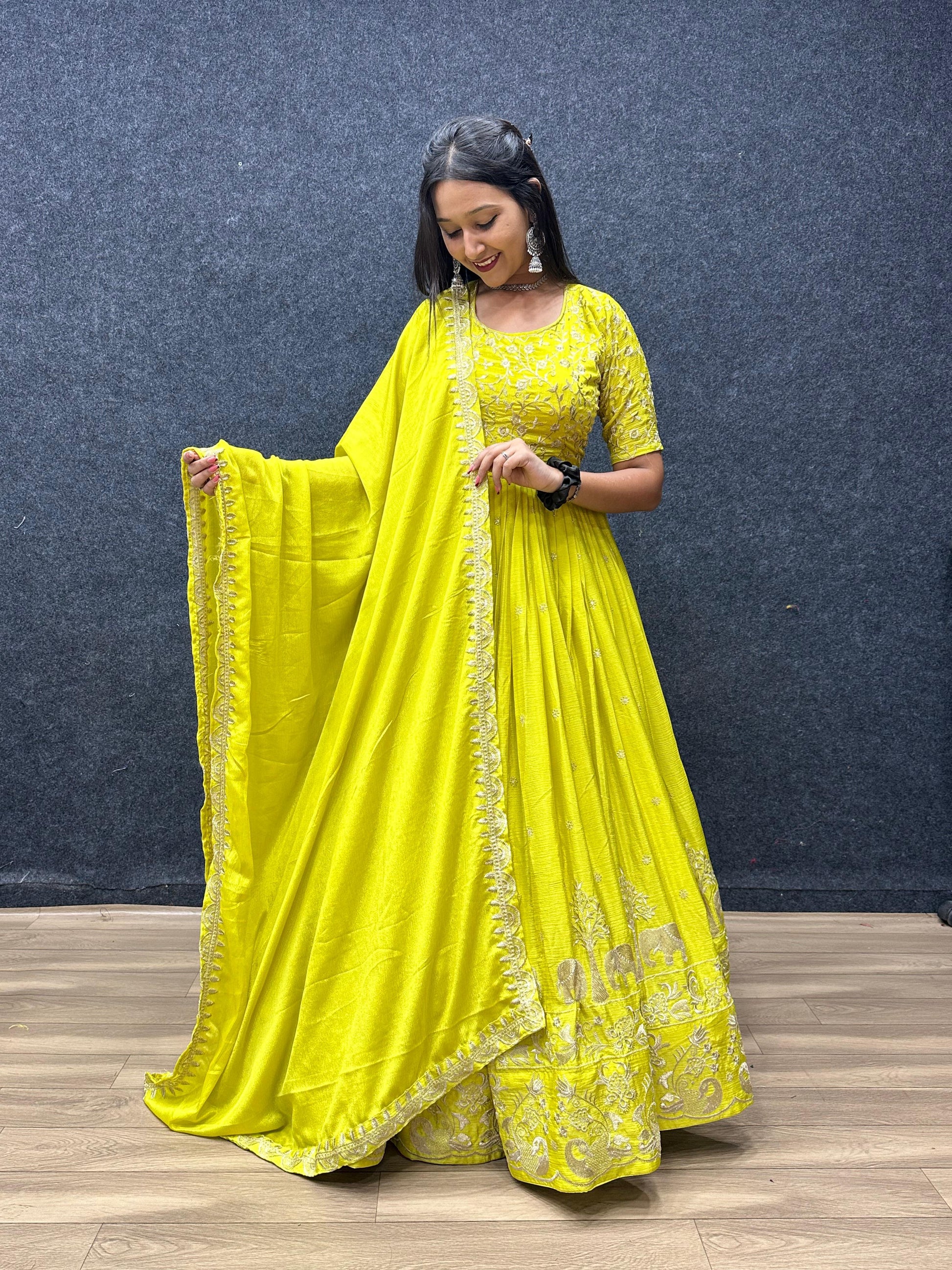 Product Image - Tapi Creation New Festival Gown - Chinon Embroidery Thread Work