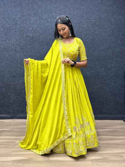 Product Image - Tapi Creation New Festival Gown - Chinon Embroidery Thread Work
