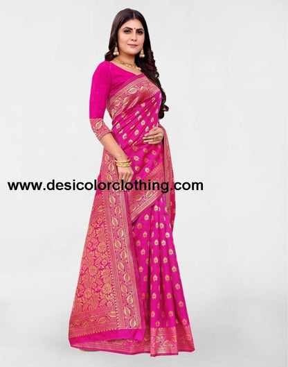 Pink Banarasi Silk Saree