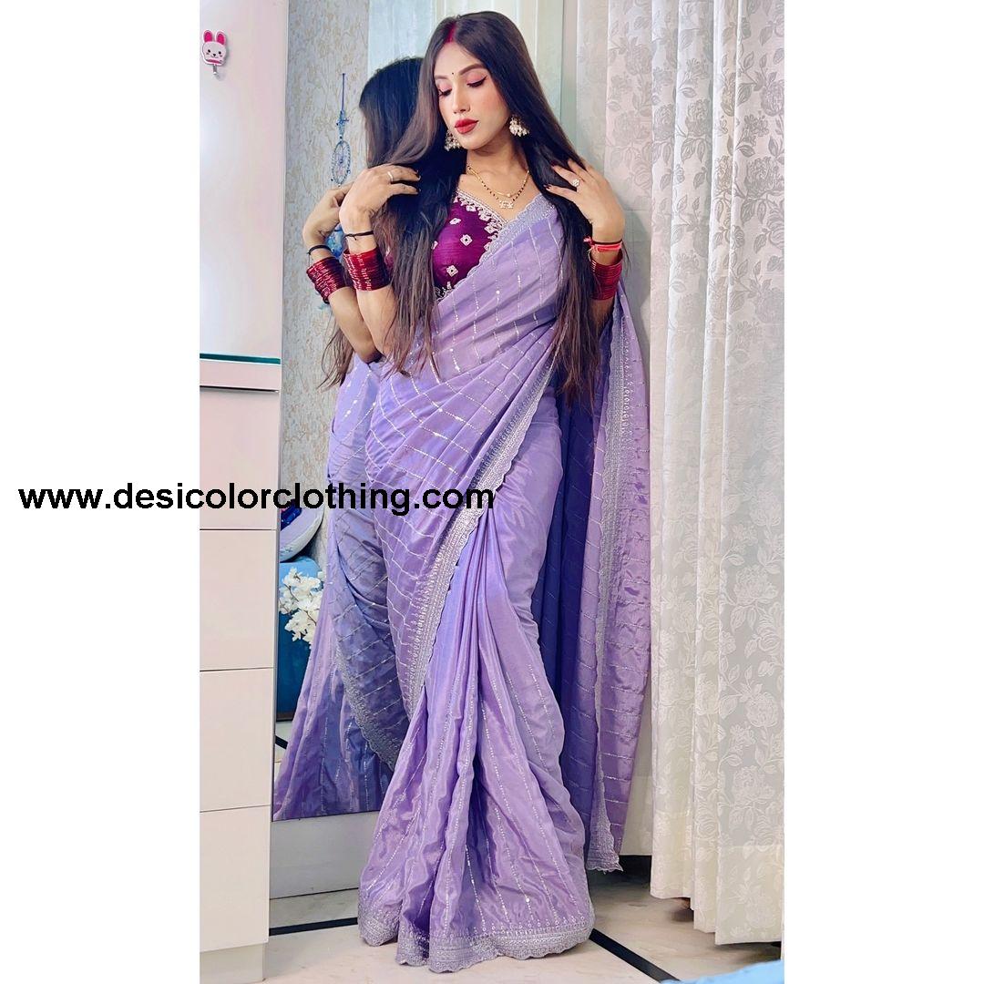 Pure soft Chinon silk sarees with amazing 3 mm C Pallu sequence work with Cut  work border*