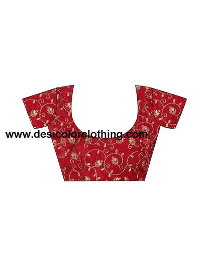 Red Printed Georgette Saree