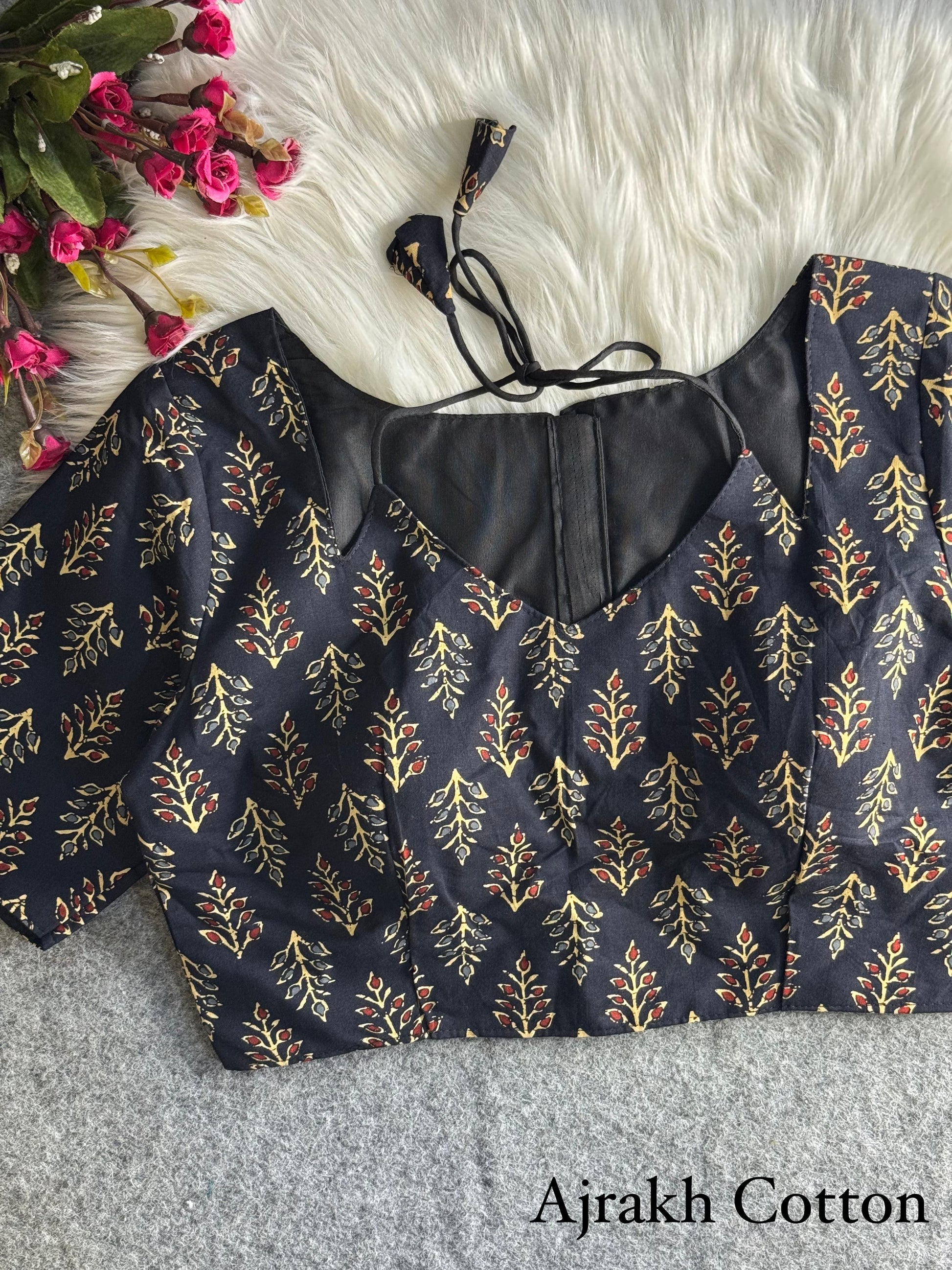 Product Image - Pure Ajrakh Cotton Halter Neck Blouse