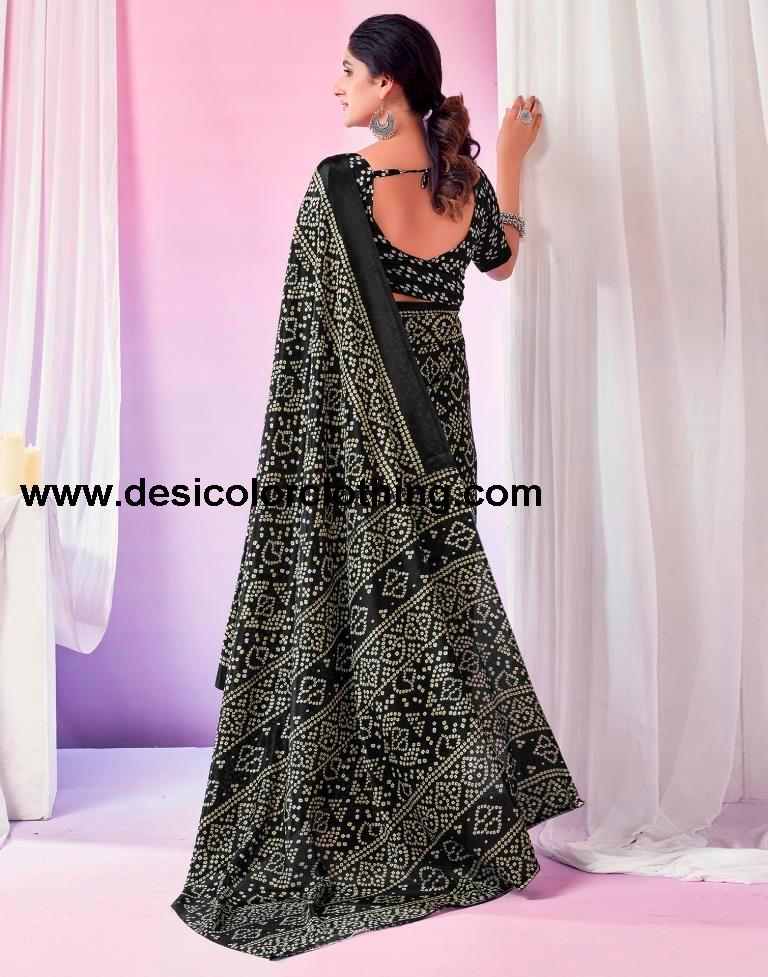 Black Silk Bandhani Saree