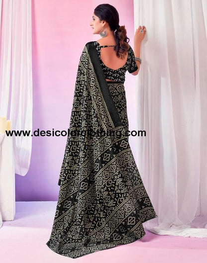 Black Silk Bandhani Saree