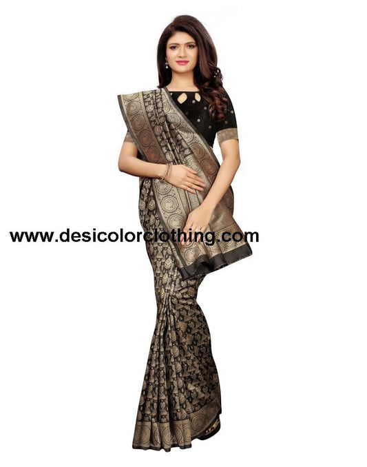 Black Coloured Poly Silk Banarasi Jacquard Partywear Saree | SLV1115S59
