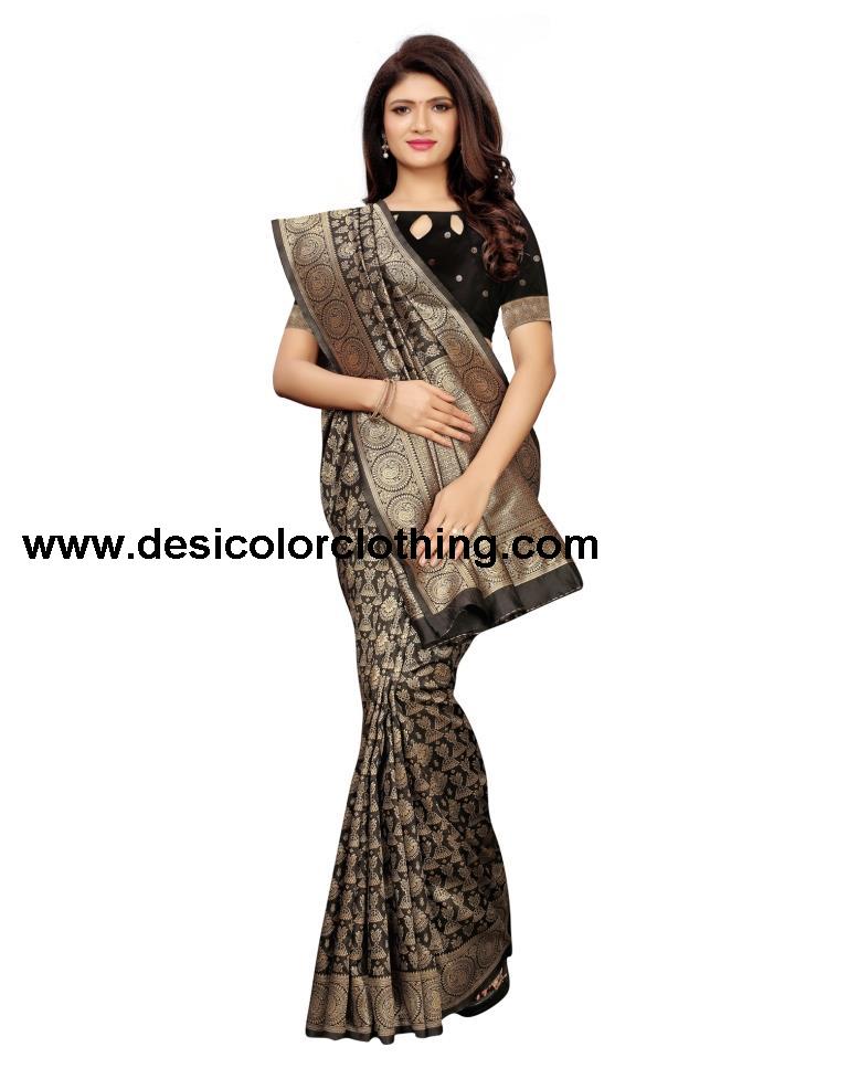Black Coloured Poly Silk Banarasi Jacquard Partywear Saree | SLV1115S59