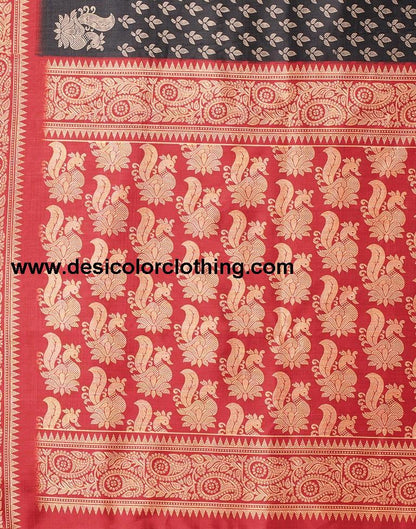 Black Printed Silk Saree