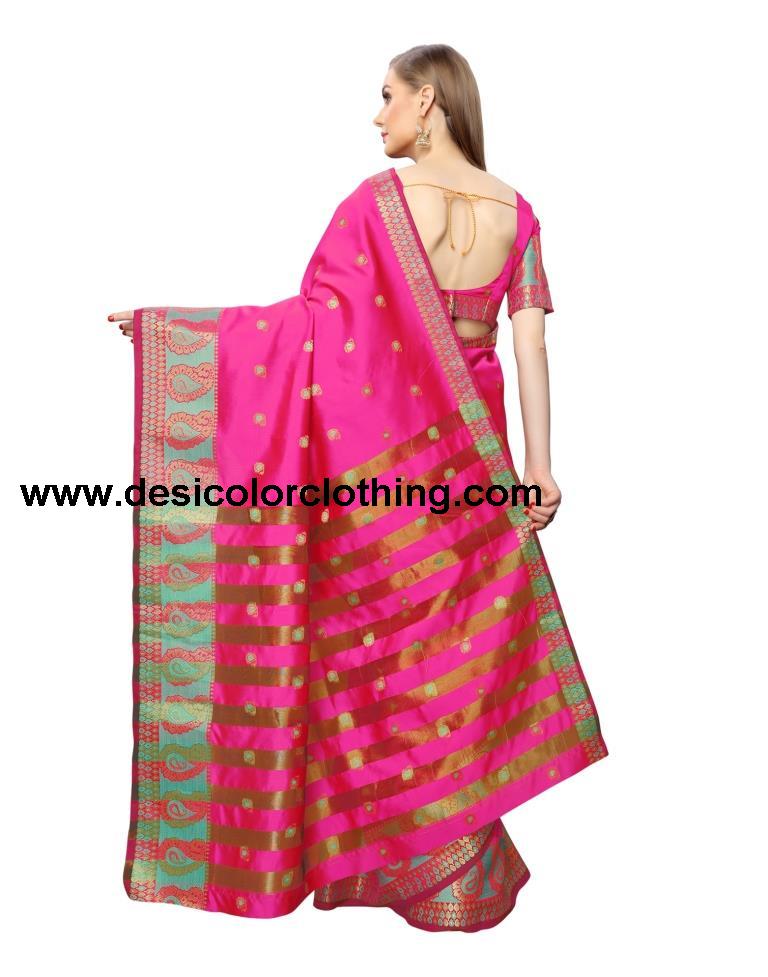 Pink Coloured Poly Silk Jacquard Partywear saree