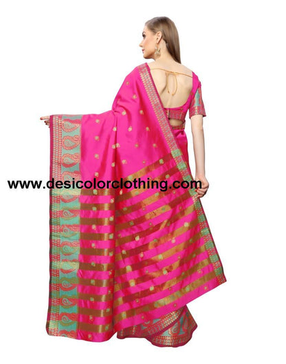 Pink Coloured Poly Silk Jacquard Partywear saree