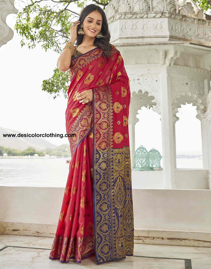 Red Silk Woven Banarasi Saree