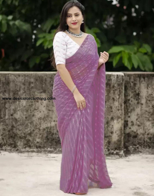 Dusty Pink Plain Saree