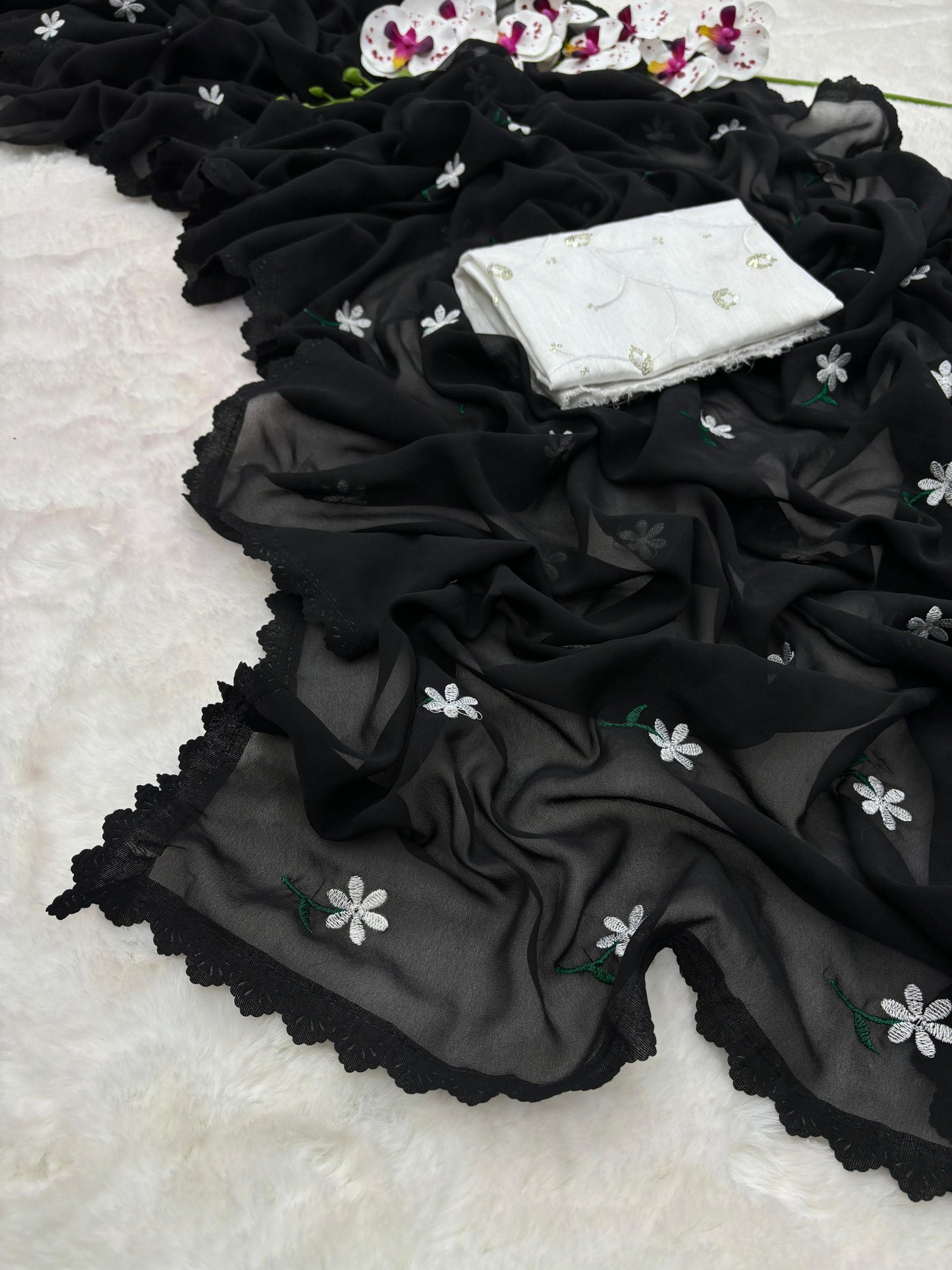 Product Image - Magic Georgette Designer Saree with Thread Work - Festive & Wedding Wear