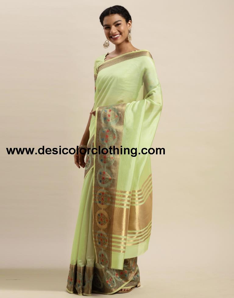 Pista Green Organza Saree
