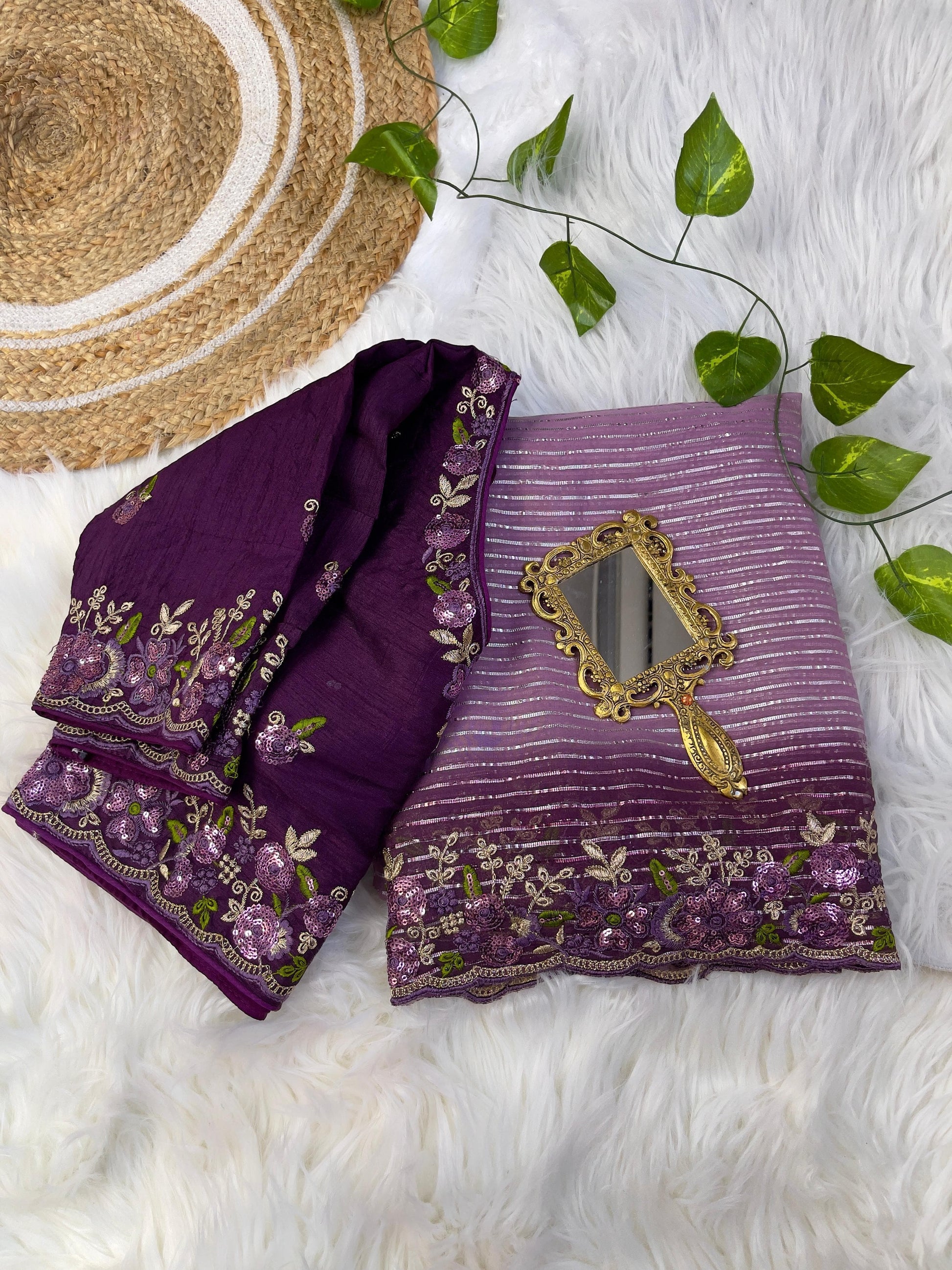 Product Image - Designer Georgette Wedding Saree with Embroidery & Silk Work Blouse