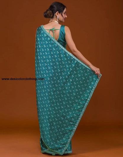 Rama Green Silk Bandhani Saree