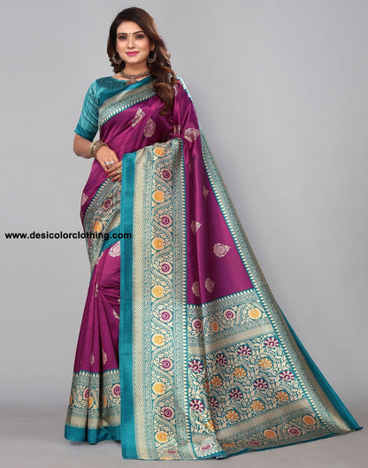 Purple Silk Printed Saree