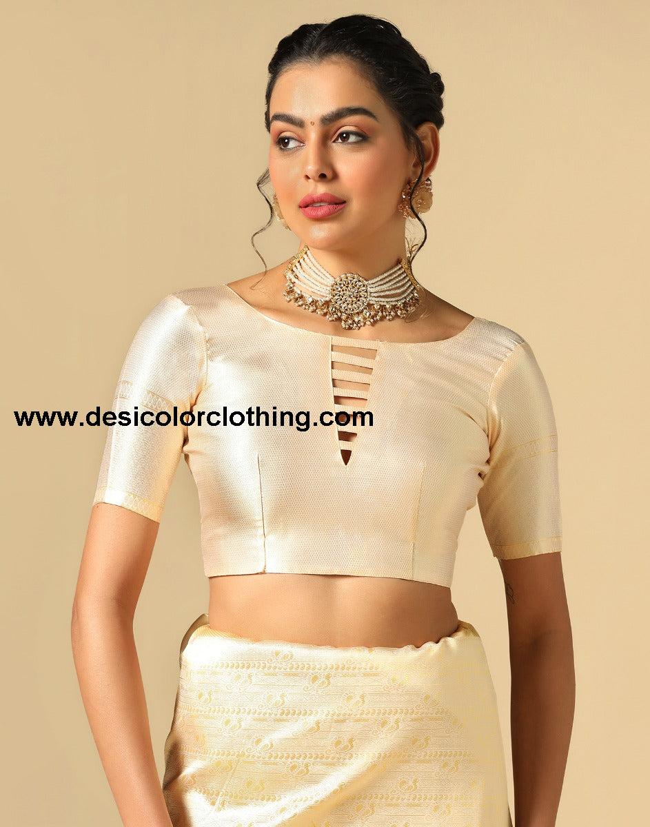 Cream Kanjivaram Silk Saree