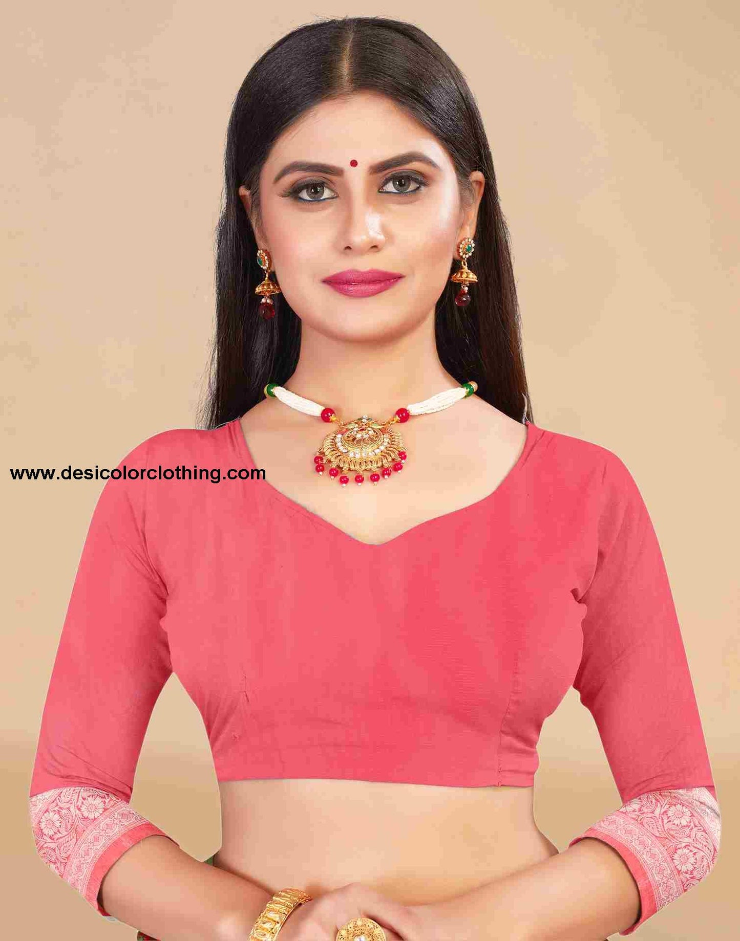 Pink Cotton Plain Saree