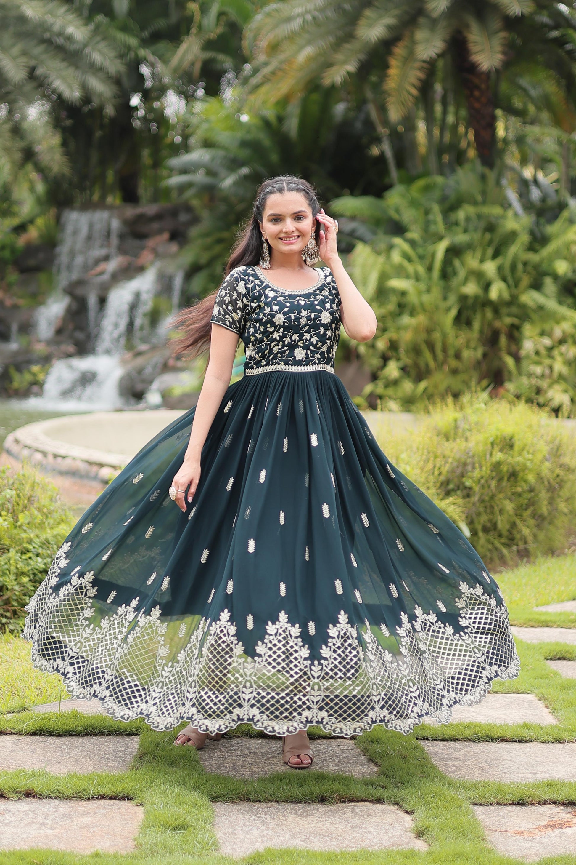 Product Image - Elegant Designer Gown - Zari & Sequins Embroidery