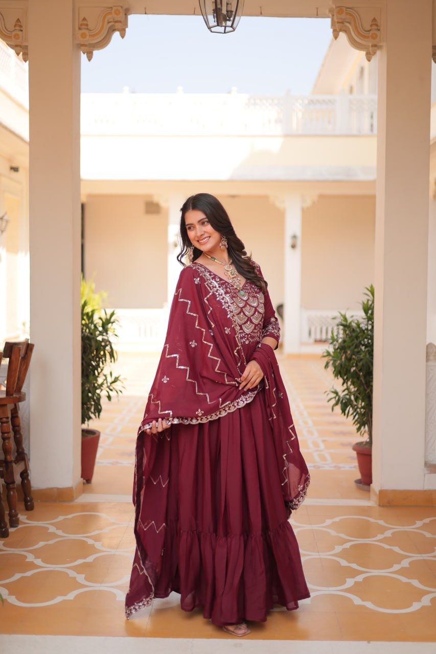 Product Image - Designer Georgette Festive Gown with Dupatta