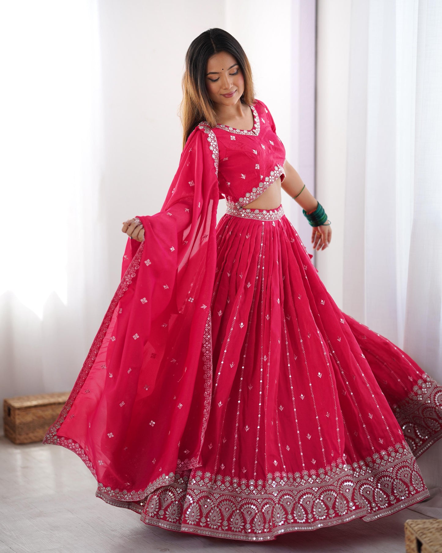 Product Image - Designer Lehengha - Shimmer Silk, Festival Ready