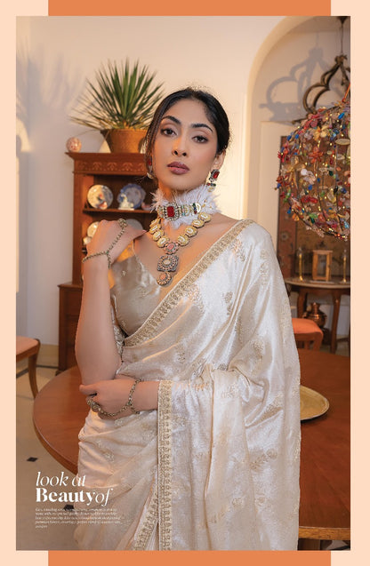 Product Image - Kamya Silk Designer Saree by Kira - Pure Satin with Hand Dyeing & Embroidery