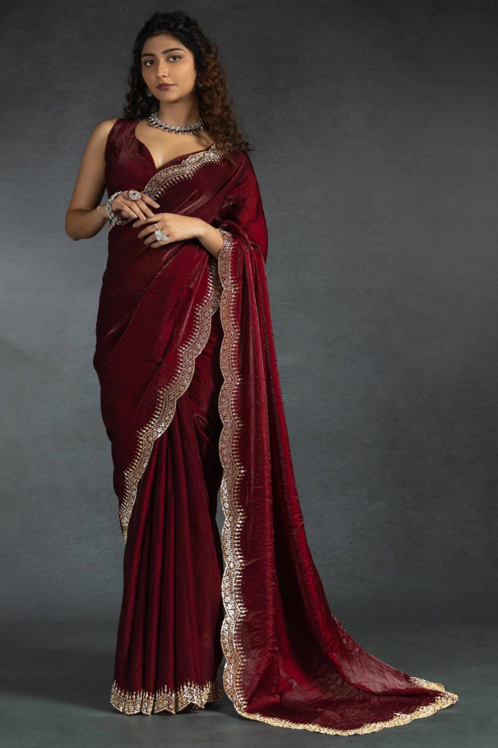 Product Image - Designer Pure Soft Fendy Satin Silk Saree