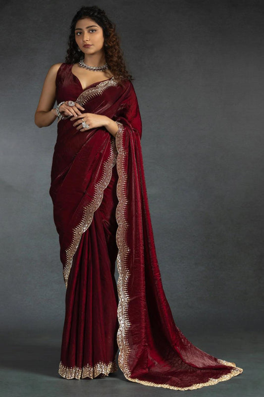 Product Image - Designer Pure Soft Fendy Satin Silk Saree