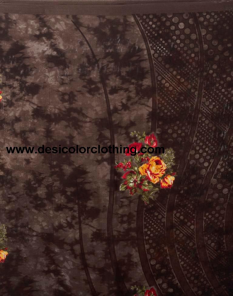 Brown Renial Printed  Saree