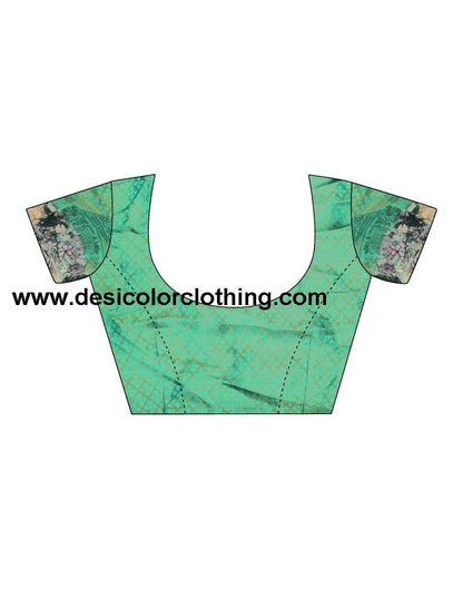 Teal Green Silk Printed Ready To Wear