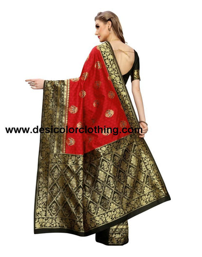 Red Coloured Poly Silk Jacquard Partywear saree