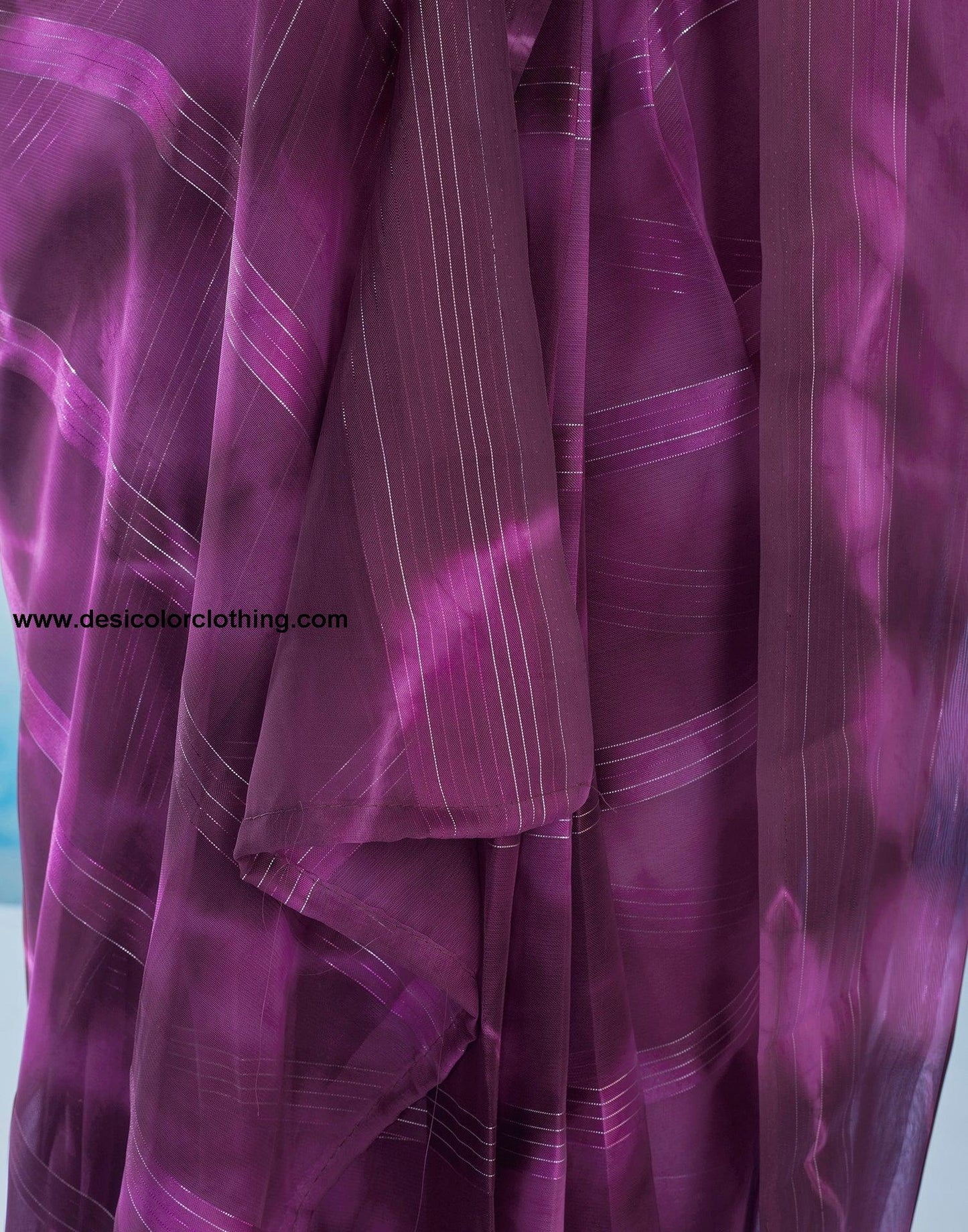 Deep Purple Georgette Printed Ready to Wear Saree