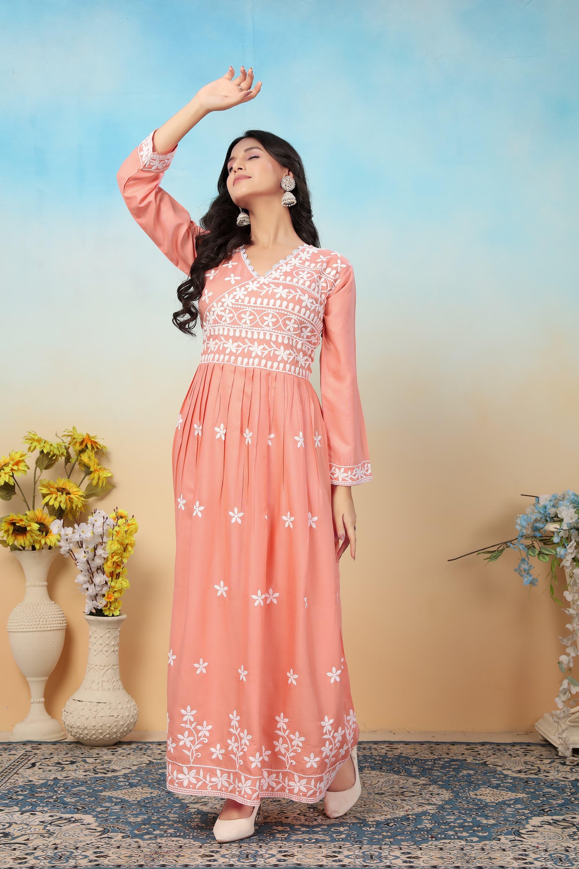 Product Image - Premium Heavy Rayon Designer Saree with Chikankari Embroidery | Festive Wear