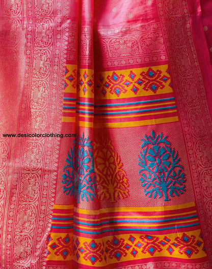 Pink Silk Printed Saree