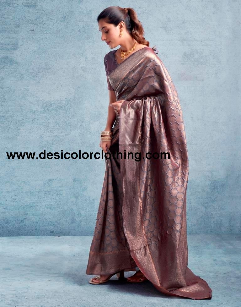 Copper Silk Plain Saree