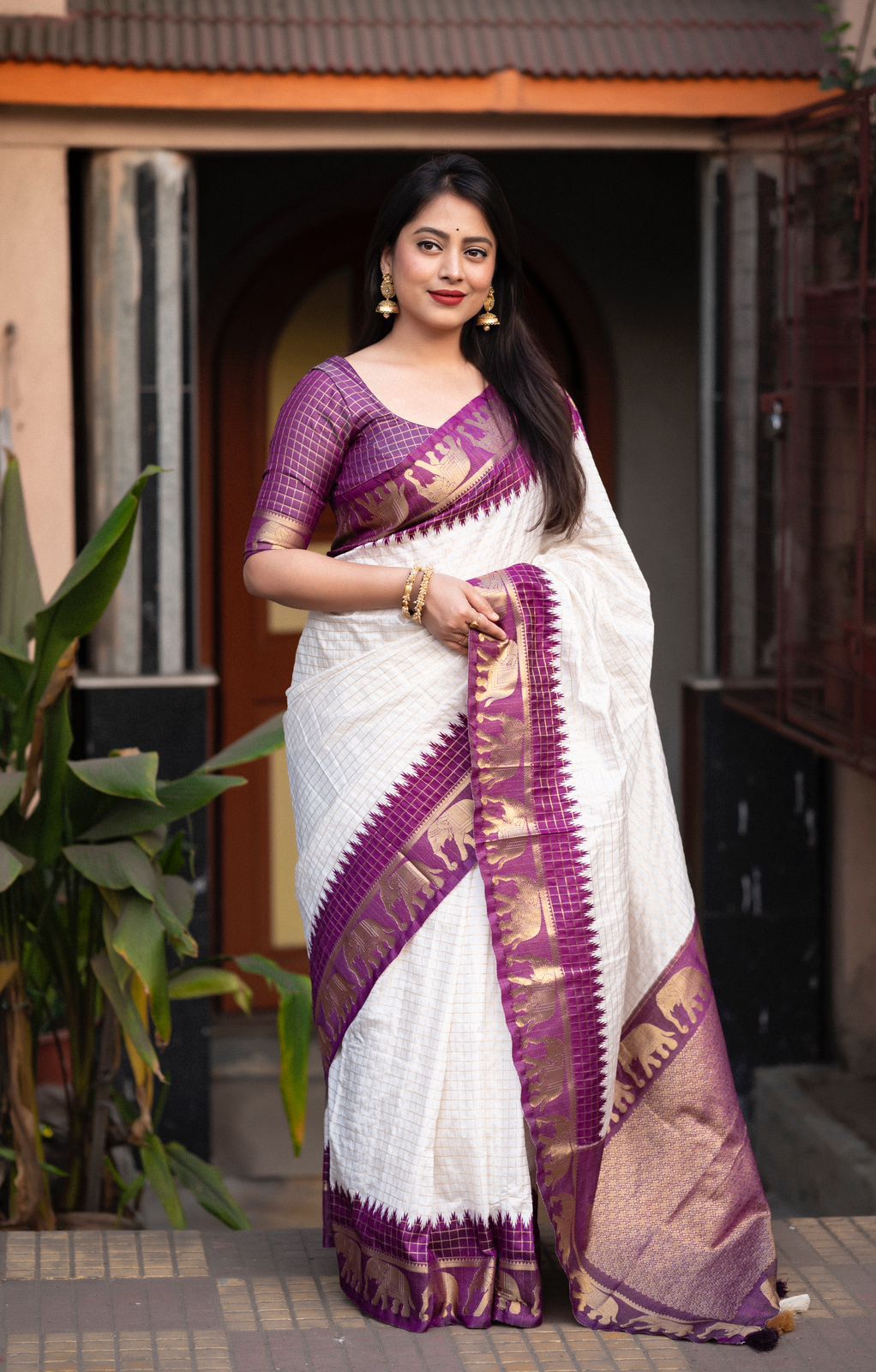 Product Image - ELEPHANTA CHEX: White Edition Designer Saree