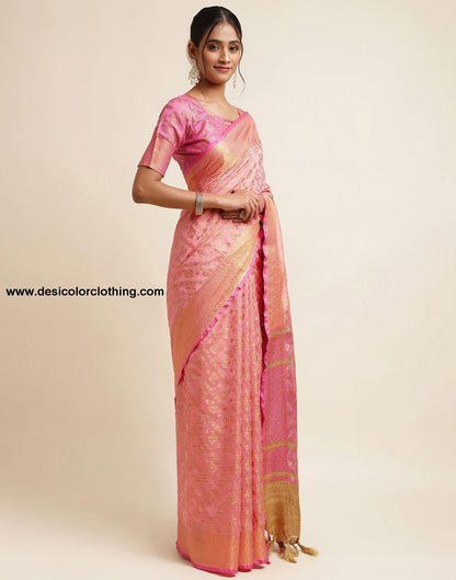 Rose Pink Silk Saree