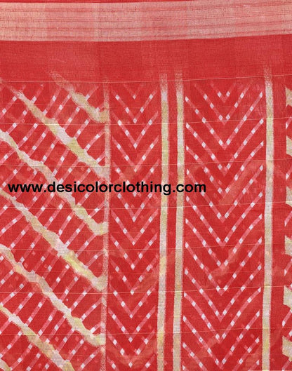 Red Cotton Printed Saree