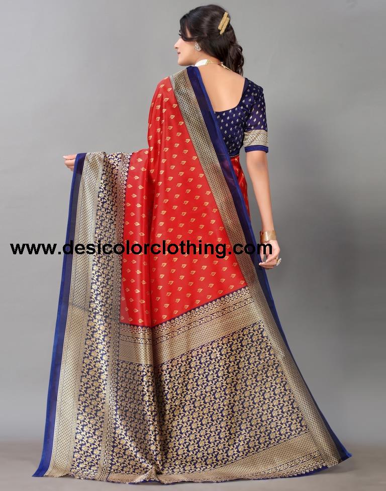 Red Printed Silk Saree