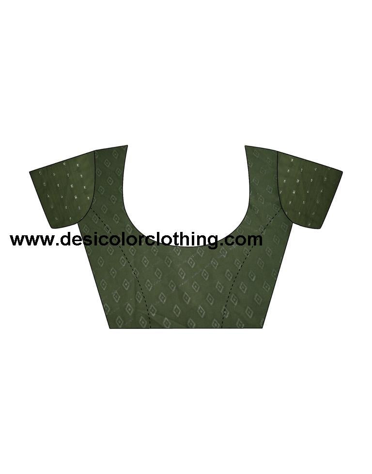 Army Green Georgette Printed Saree