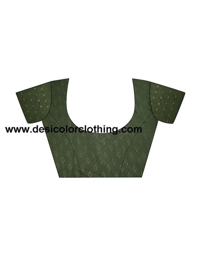 Army Green Georgette Printed Saree