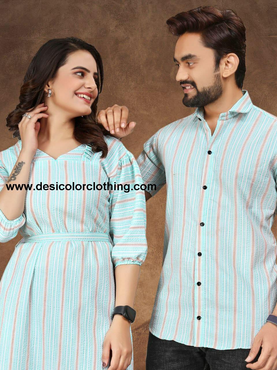 Veer-Zara-2 Pure Cotton Couple Combo (Shirt & Tunic)