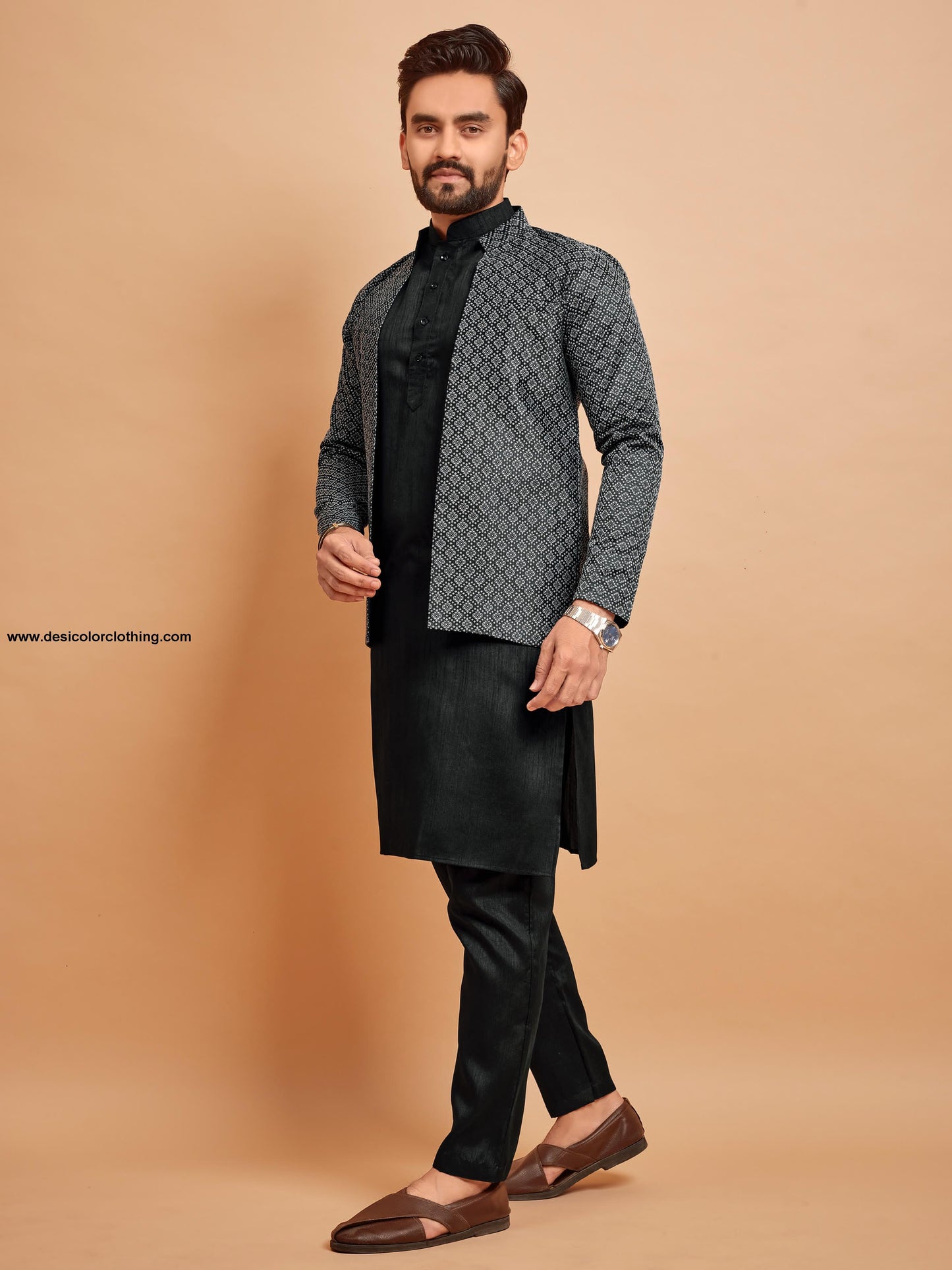 Bluevery Fashion Indo Western Style Jacket with Polo Pant Pair