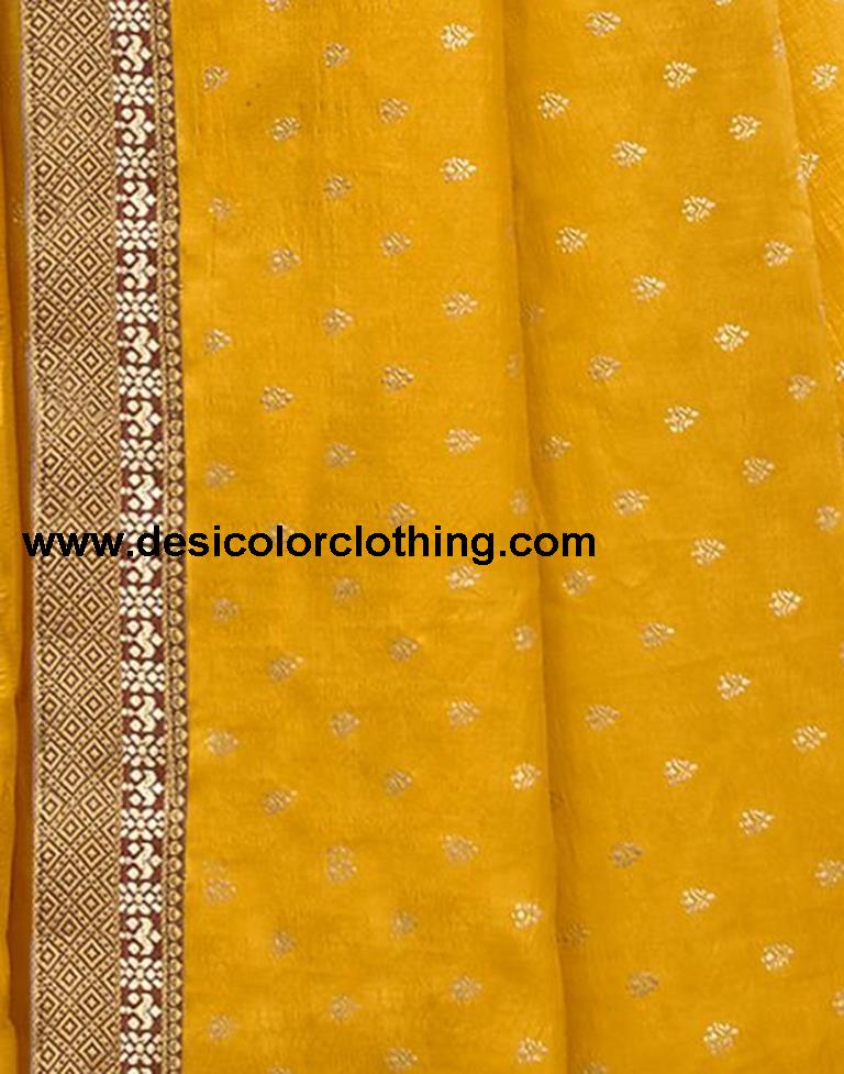 Yellow Silk Printed Saree
