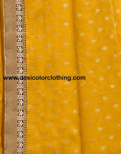 Yellow Silk Printed Saree